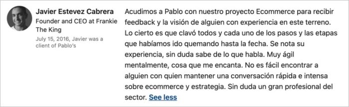 Reseña de Pablo Renaud consultoría ecommerce y marketplaces