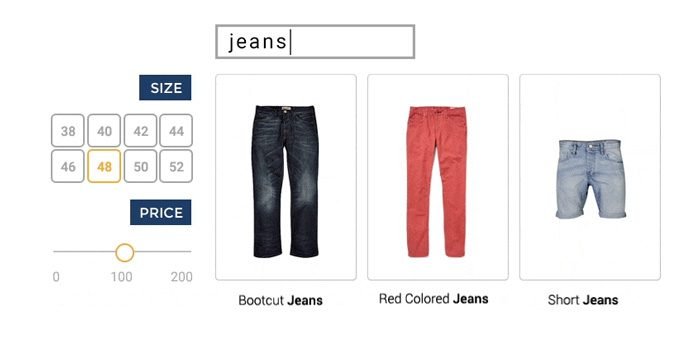 Buscador que discrimina tallas y colores en ecommerce