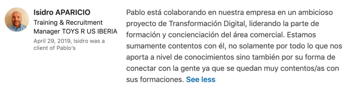 Testimonio de clientes - formación Pablo Renaud